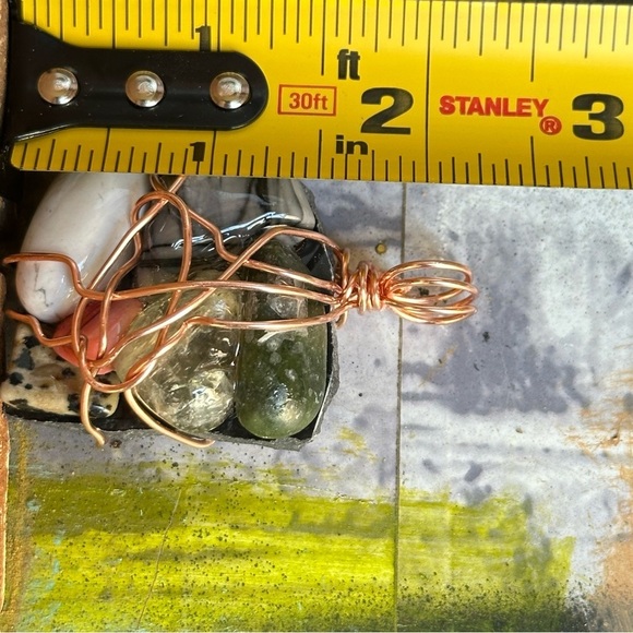 Necklace Pendant, Handmade assemblage Wire Wrapped real Stones Resin Set 4300 G - Picture 5 of 9